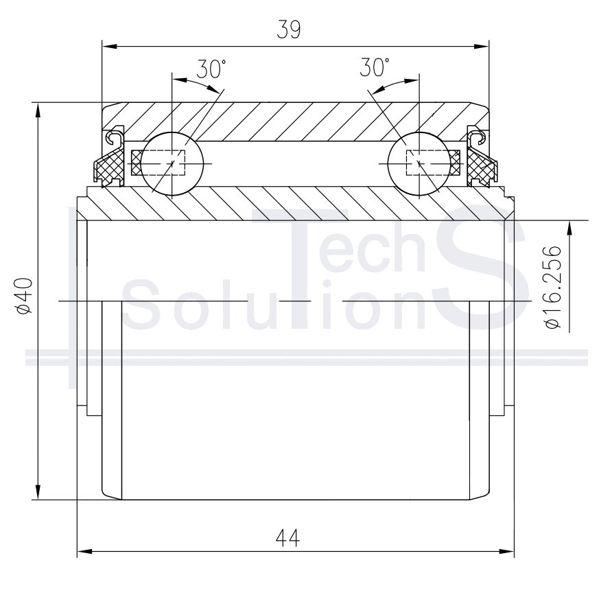 Łożysko kulkowe skośne 5203 KYY2 NTE 16,256×40×44 mm