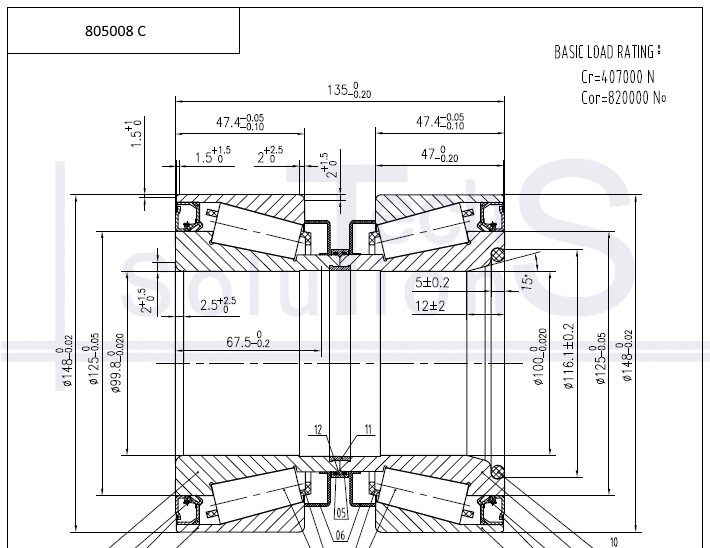 Tapered roller bearing 805008C CT 100×148×135 mm