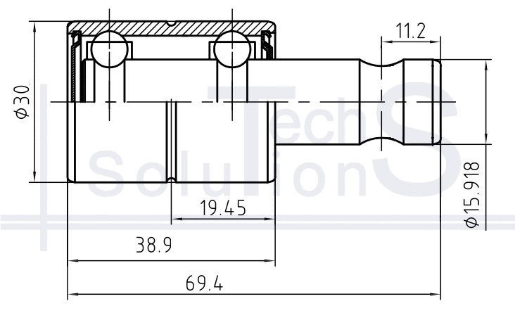 Angular contact ball bearing 885154B NTE 15.918×30×69.4 mm