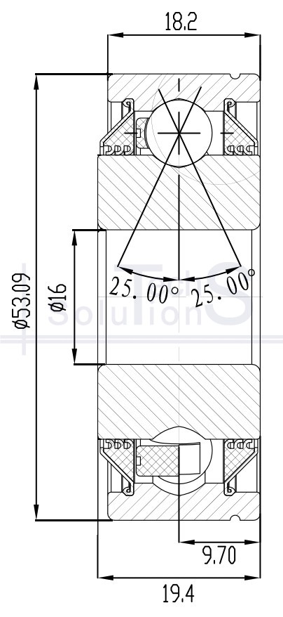 Łożysko kulkowe skośne AA 205 DD NTE 16×53,09×19,4 mm