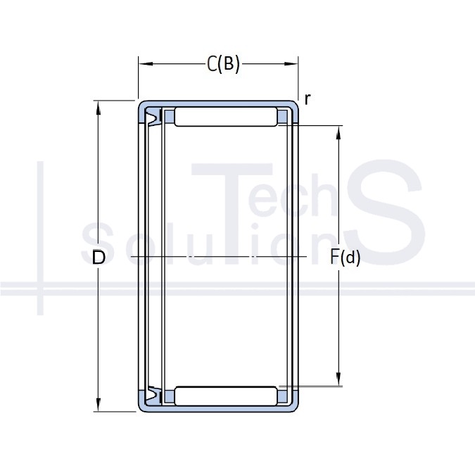 Łożysko igiełkowe poprzeczne HK 1214 RS SKF 12×18×14 mm