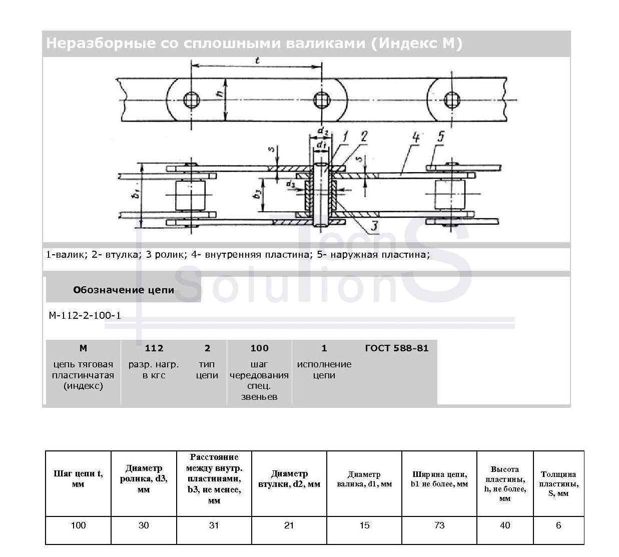 Łańcuch przenośnikowy M112-2-100-1 X 4M CT chain skok 100 mm