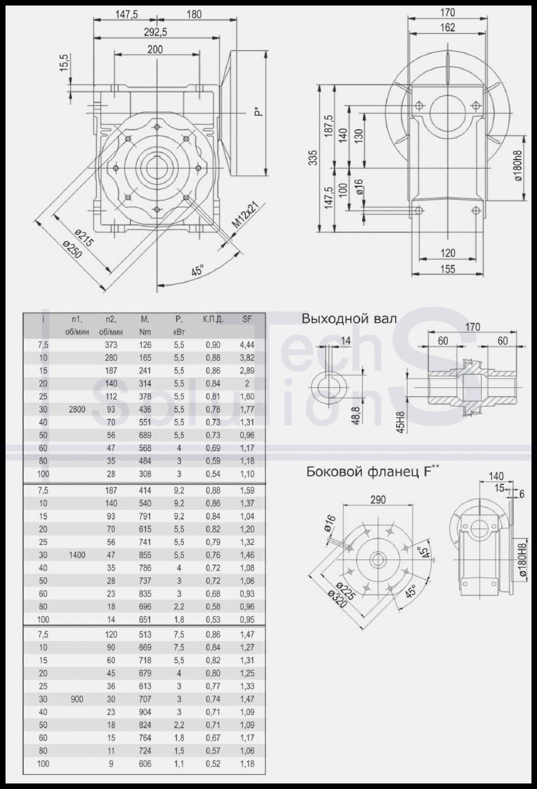 Przekładnia ślimakowa NMRV 130 20 IEC132B5 CT-DRIVE i=20