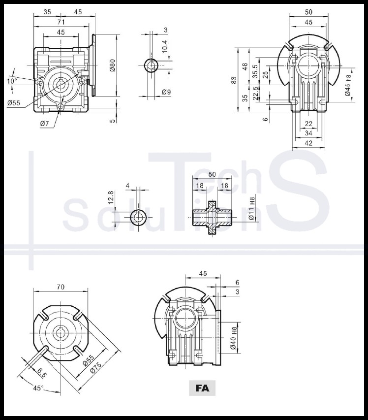 Przekładnia ślimakowa NMRV 25 20 IEC56B14 CT-DRIVE i=20