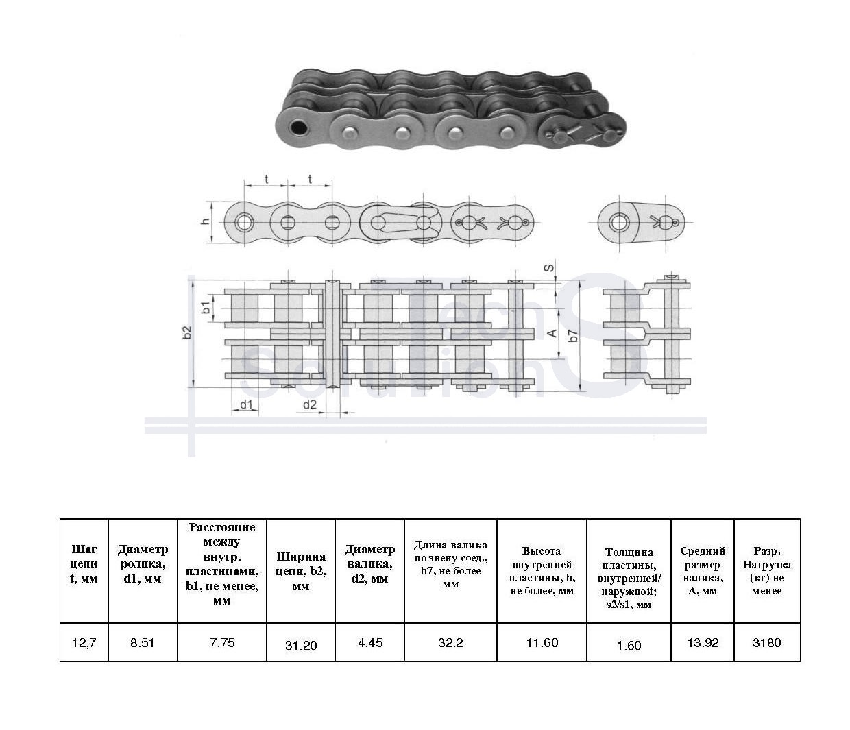 Łańcuch rolkowy 08B-2 X 2.5 M (197L) CT chain skok 12,7 mm