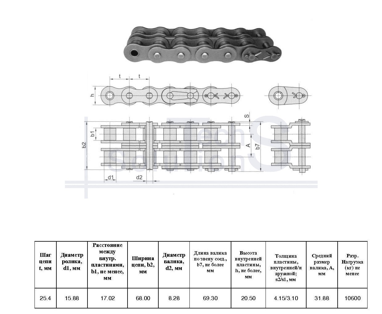 Łańcuch rolkowy 16B-2 L=5.0 m (197 L) CT chain skok 25,4 mm