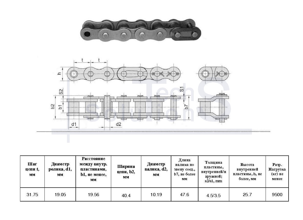 Łańcuch rolkowy 20B-1 L=5.02 m (158 L) CT chain skok 31,75 mm