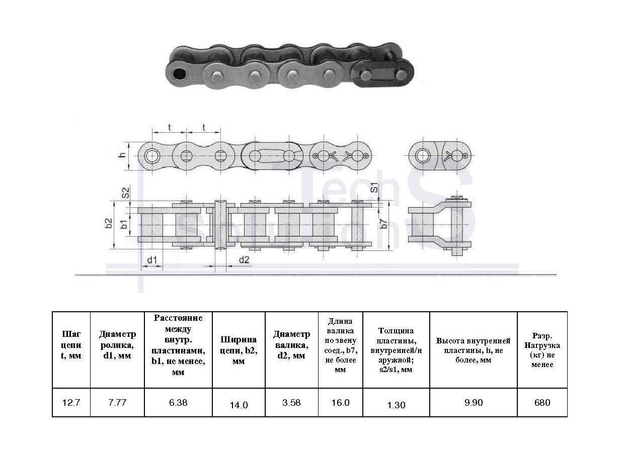 Łańcuch rolkowy 085 L=5.0 m (395 L) CT chain skok 12,7 mm