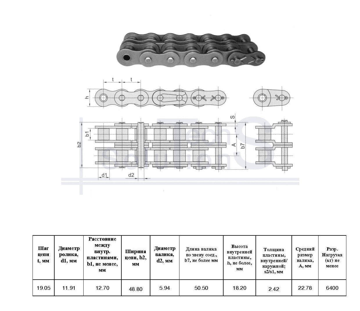 Łańcuch rolkowy 12A-2 X 5M (263L) CT chain skok 19,05 mm