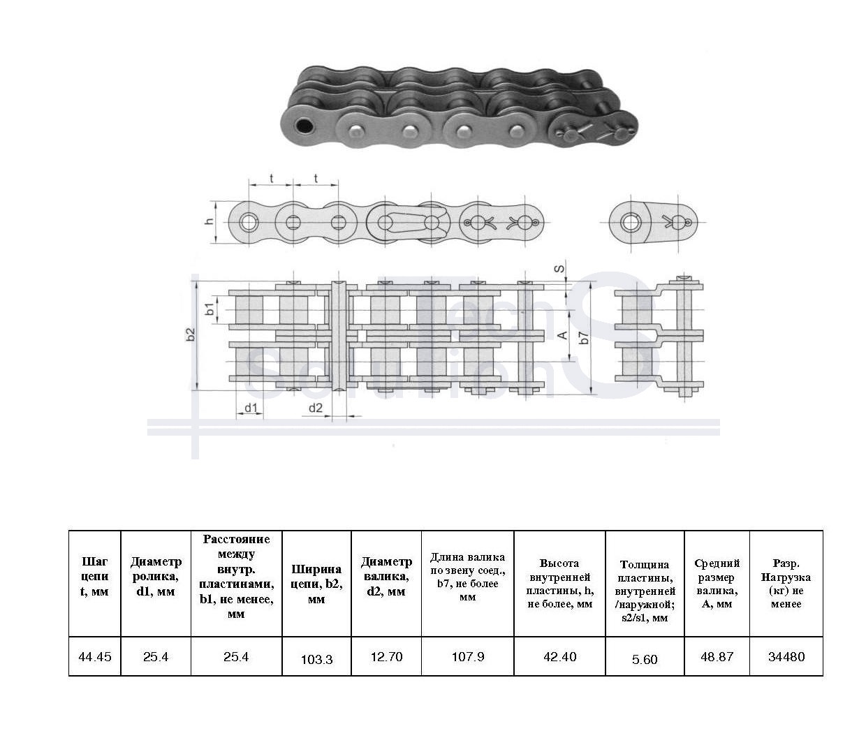 Łańcuch rolkowy 28A-2 X 5M (113L+1CL) CT chain skok 44,45 mm