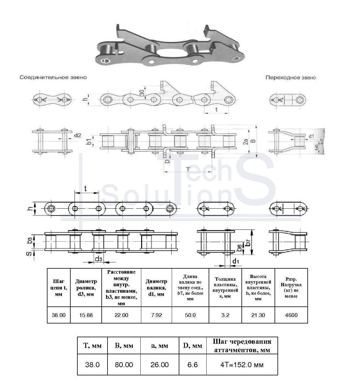 Łańcuch do przenośników ZGS38-4600-2-2-6-4SPX165L (6,27m) CT chain skok 38 mm