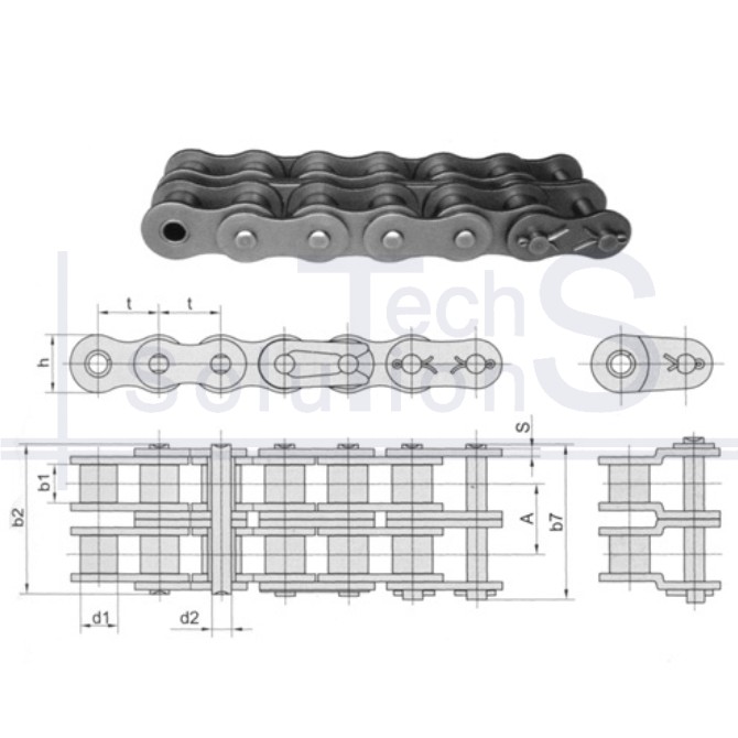 Łańcuch rolkowy 10B-2 L=2.5 m (157 L) CT skok 15,875 mm