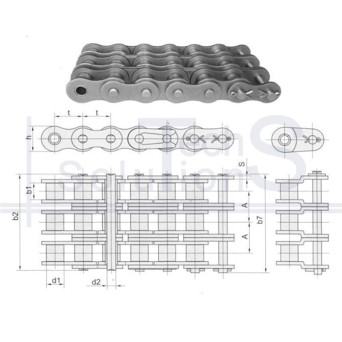 Łańcuch rolkowy 16A-3 X1.75M (69 L) CT chain skok 25,4 mm