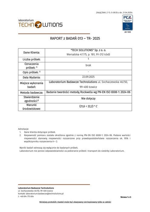 Raport z badań 013 &ndash; TR-2025